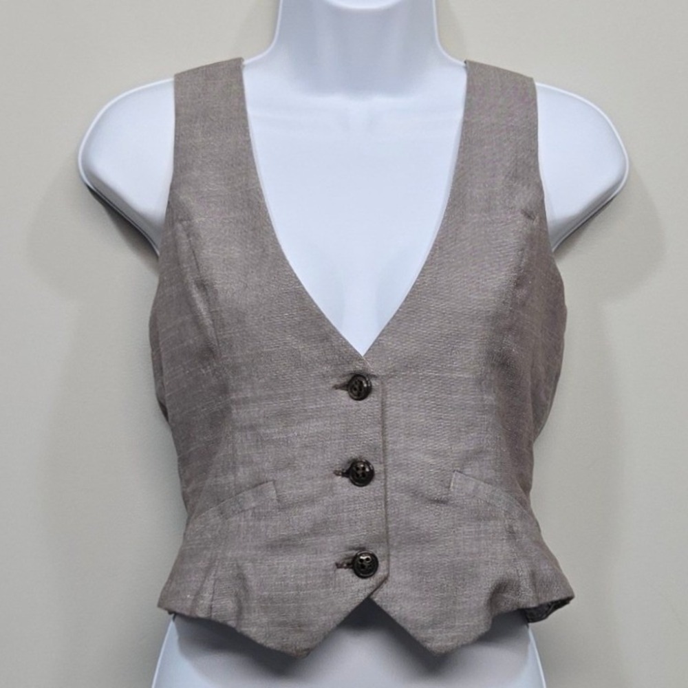 Stooshy‎ Vest Medium Retro Y2K Racerback Waistcoat Euro Summer French Girl Chic